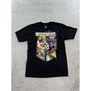 WWE Shirt Mens Medium Black Wrestlemania VI Ultimate Warrior Macho Man Randy